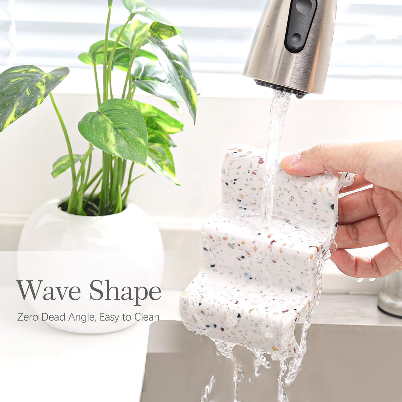 Luxspire Soap Dish, Marble Soap Dish, Self-draining Tray, Soap Holder Saver for Shower, Bathroom, Sink, Kitchen and Countertop, Terrazzo, 2 Pack