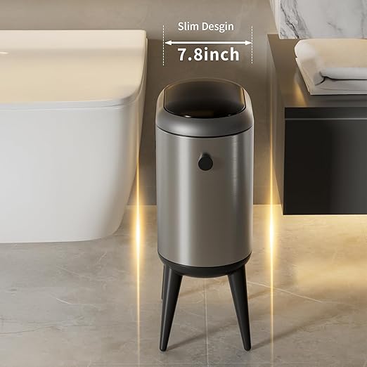 Stainless Steel Slim Bathroom Motion Sensor Trash Can
