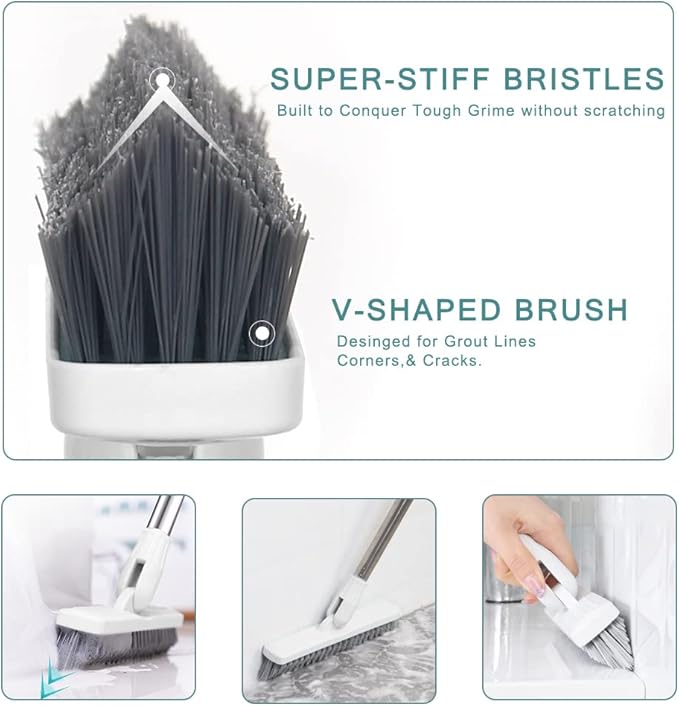 Affogato Floor Scrub Brush Bathroom Long Handle Bathtub Push Broom Shower Tile