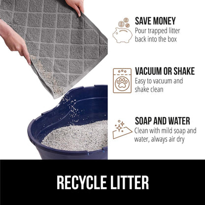 GORILLA GRIP Cat Litter Box Mat, 35x23, Water Resistant, US Designed Kitty Litter Trapping Mats, Easy to Clean, Scatter Control, Less Mess and Clean Floors, Kitten Supplies for Indoor Cats, Gray