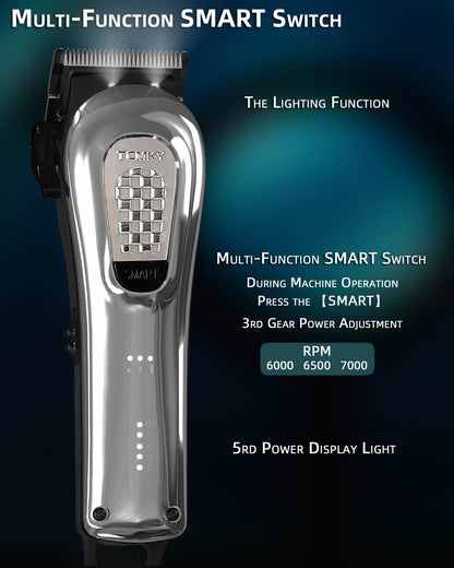 Hair Clippers for Men Professional Clippers for Men Cordless&Corded Barber Clippers for Hair Cutting & Grooming. Rechargeable Hair Trimmer Kit for Household (Red)