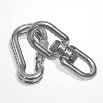 2+1 Heavy Duty 304 Stainless Steel Swivel Ring Double Ended Swivel Eye Hook with SUS304 Snap Hooks for Web Tree Swing, Swing Spinner Hanger, Reliable and Safe (M8)