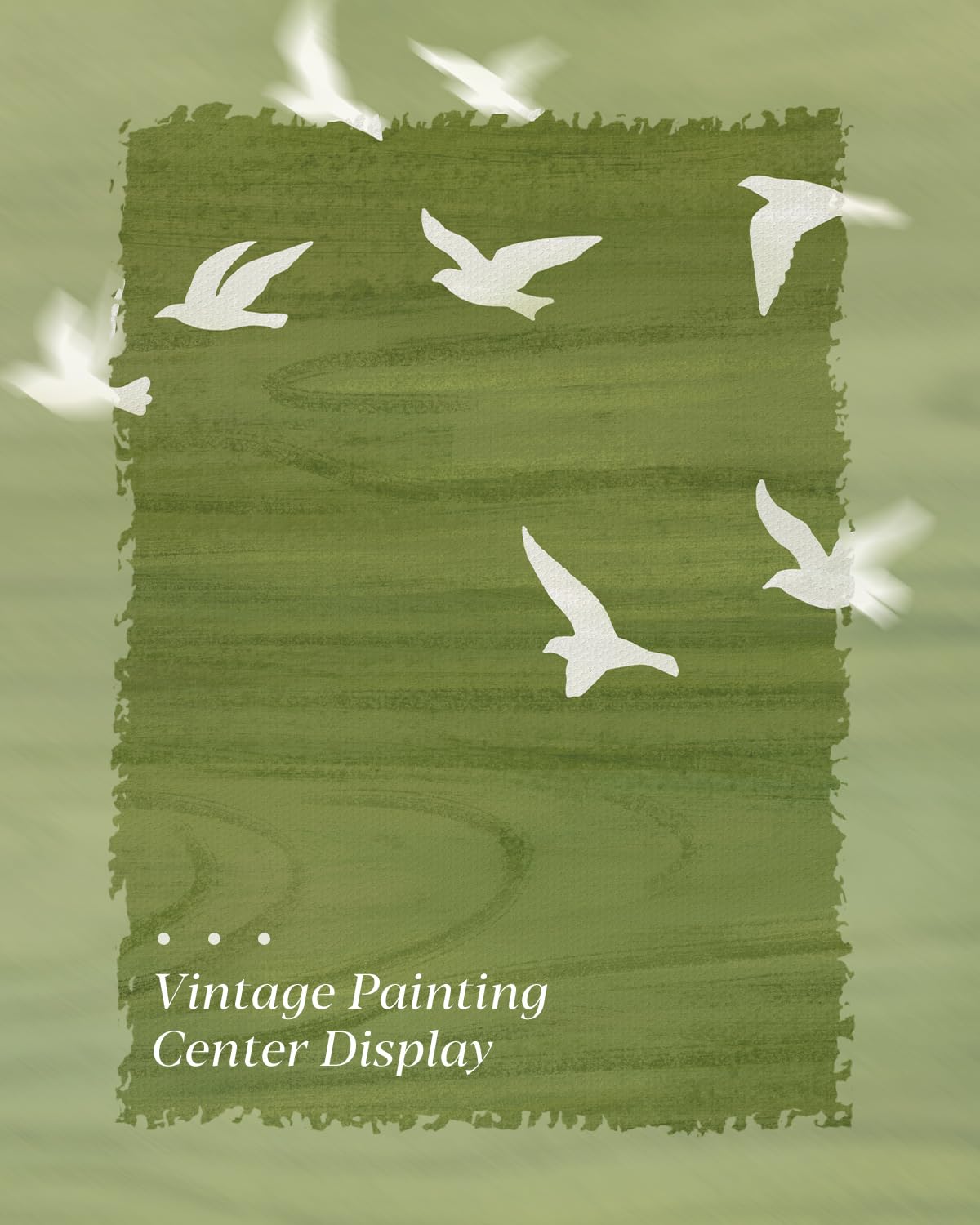 Peaceful Landscape 12x16 Zen Framed Canvas Wall Art, Abstract Minimalist Green Nature Print with Flying White Birds Painting, Modern Bedroom Office Home Farmhouse Calming Spaces Decor