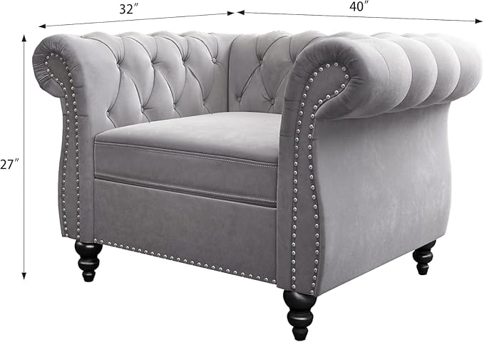 Mid-Century Sofa Chair, Velvet Accent Chair