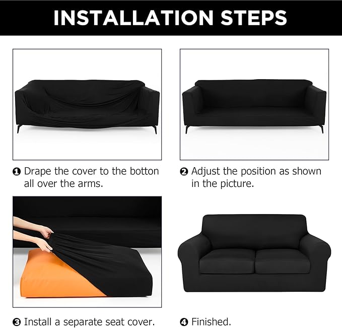 HunnmingRe Sofa Covers for 3 Cushion Couch Stretch Sofa and Loveseat Covers Set
