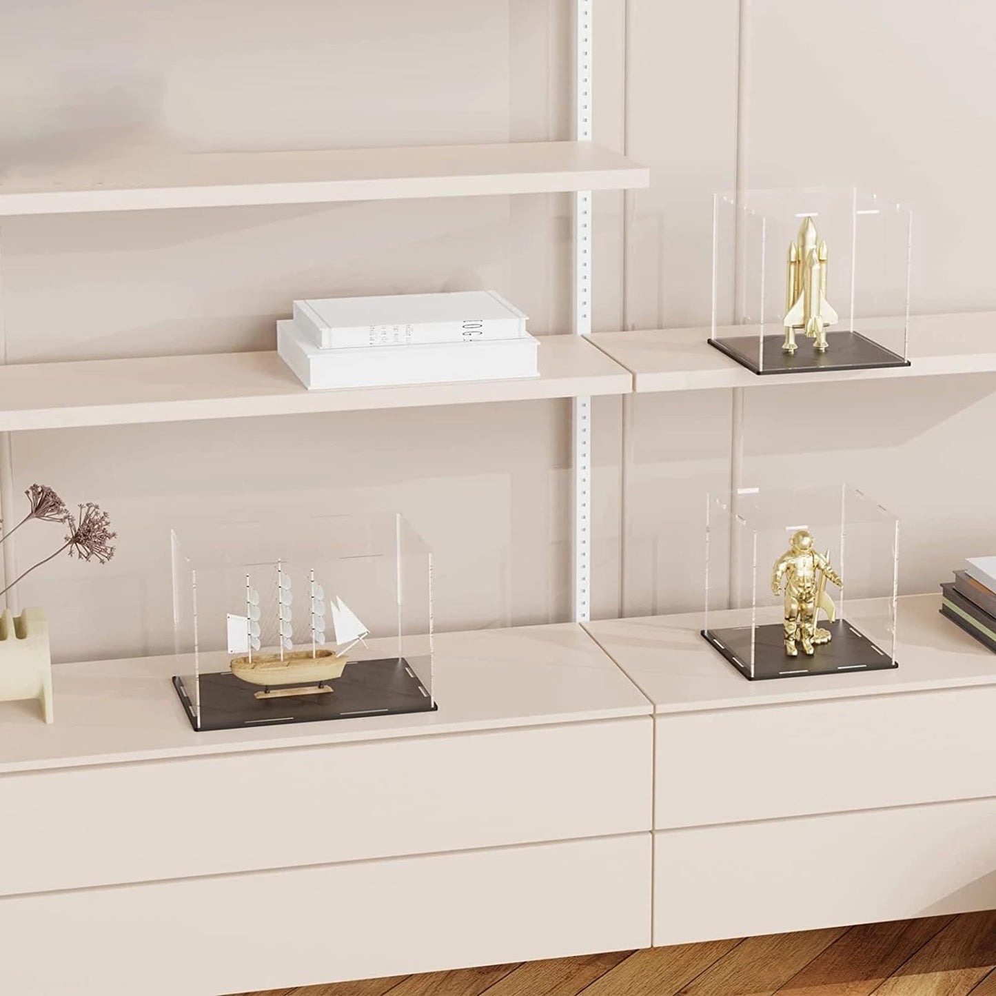 Mineral Crystal Collectibles Acrylic Display Box, Square Holder Organizer Showcase Shelves for Reception Decoration Box, Graduation Keepsake, Party Favor, 35x65x55cm/14x26x22in