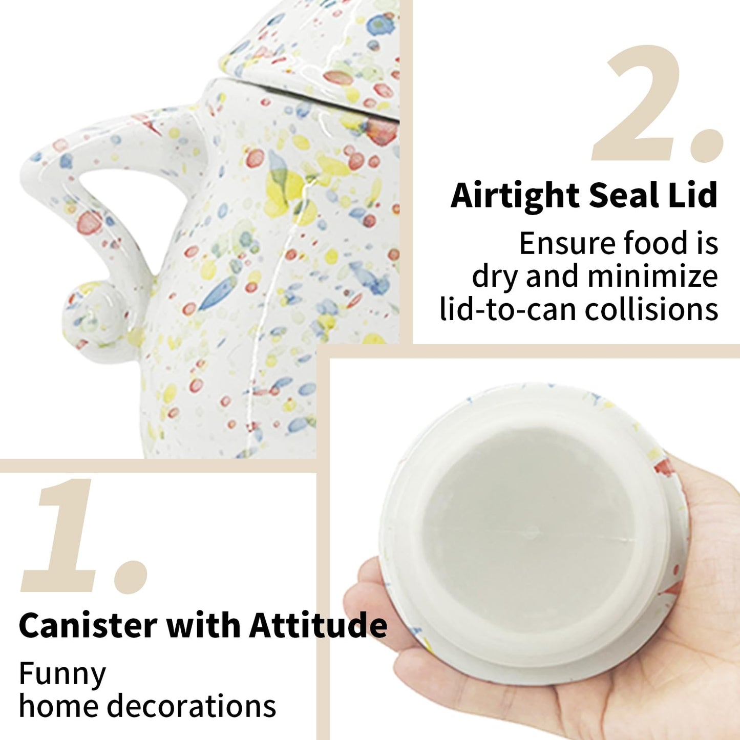 GXOPIEV Ceramic Canister with Attitude 28oz Sassy Canister, CeramicTea Canister, Colorful Ceramic Coffee Canister for Coffee Beans, Tea, Sugar, Salts, Spice and More (800ml)