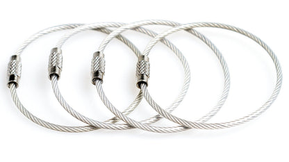 Silipac Wire Keychain Cable Rings – Twist-Lock 6.3" (16 cm), 2mm – Car Keyring, Luggage Tag & ID Tag Loop Stainless Steel