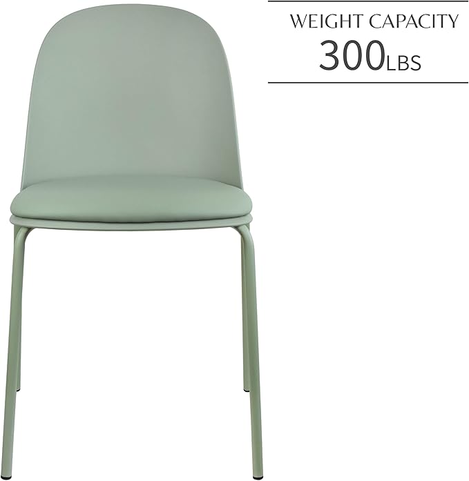 2xhome Modern Stackable Armless Dining Chair | Plastic Shell Seat with Metal Legs | Indoor or Outdoor Use | Home Kitchen Patio (1, Green, Padded Seat)