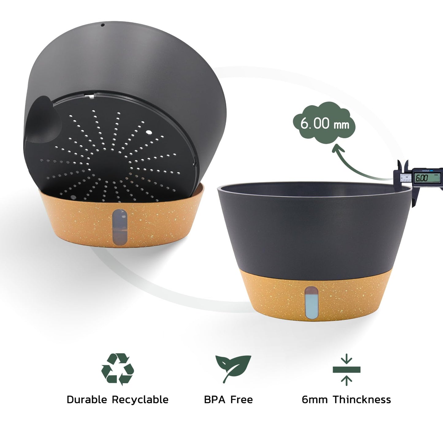 ZMTECH 12 Inch Hanging Planters for Indoor, 2 Pack Large Hanging Plant Pot with Visible Water Level and Chain, Self Watering Hanging Flower Pot for Outdoor Garden Porch(Dark Gray)