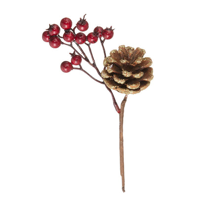 Crafare 20 Pack Artificial Christmas Tree Picks Assorted Red Berry Pine Picks Spray with Pinecones Apples Holly Leaves Winter Holiday Season Déco