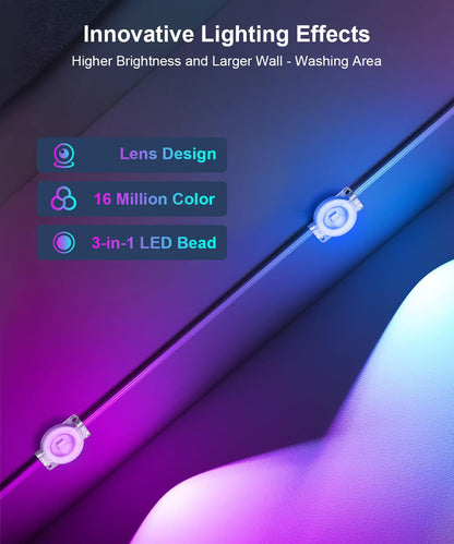 Fussion Permanent Outdoor Lights for House, 150ft RGB Halloween House Lights Outdoor with APP Remote Control, IP67 Waterproof Smart Eternity Eaves Lighting for Christmas, Holiday, Party, Daily