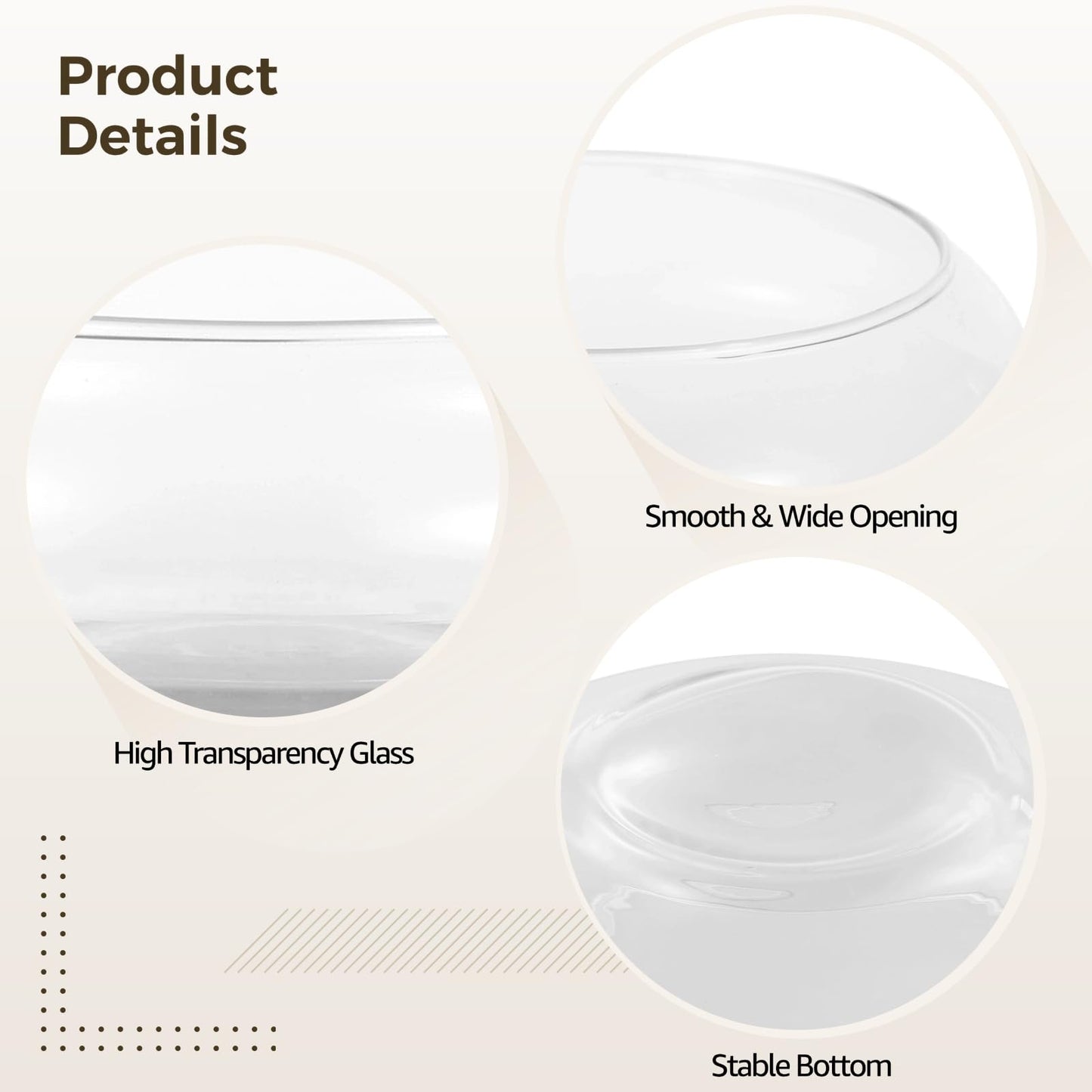 2 PCS Round Glass Vase Bowl, 6"/ 8" Wide Mouth Round Glass Bowls, Succulent Planters, Fish Tank, Bubble Vases, Floral Decor Centerpieces, Flower Pots for Home Decoration (2PCS)