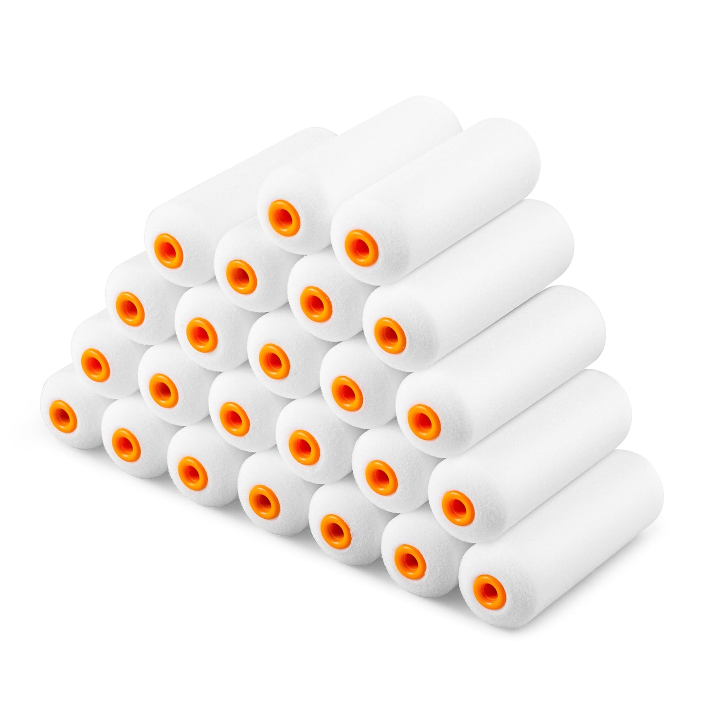 VOOMEY Mini Paint Roller Covers，High Density Foam Paint Roller，4 Inch Foam Roller Paint, 24 Pack,Fits All Flat Surfaces, Including Kitchen Cabinets, Doors, Tables, Etc.