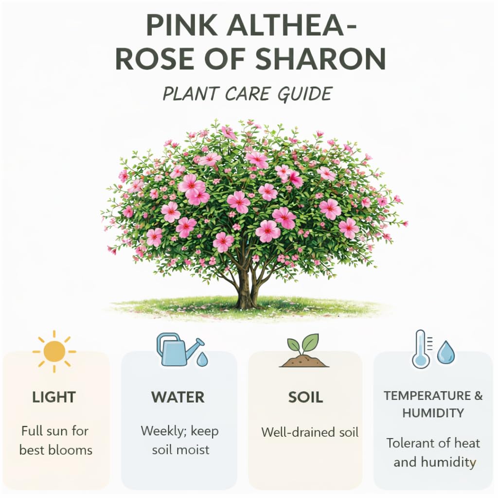 2 Rose of Sharon Tree Live Plant - Pink Althea, 1–2 Feet Tall Pink Hibiscus Syriacus, Flowering Shrubs for Outdoor Planting and Garden Beds, Dormant Plant
