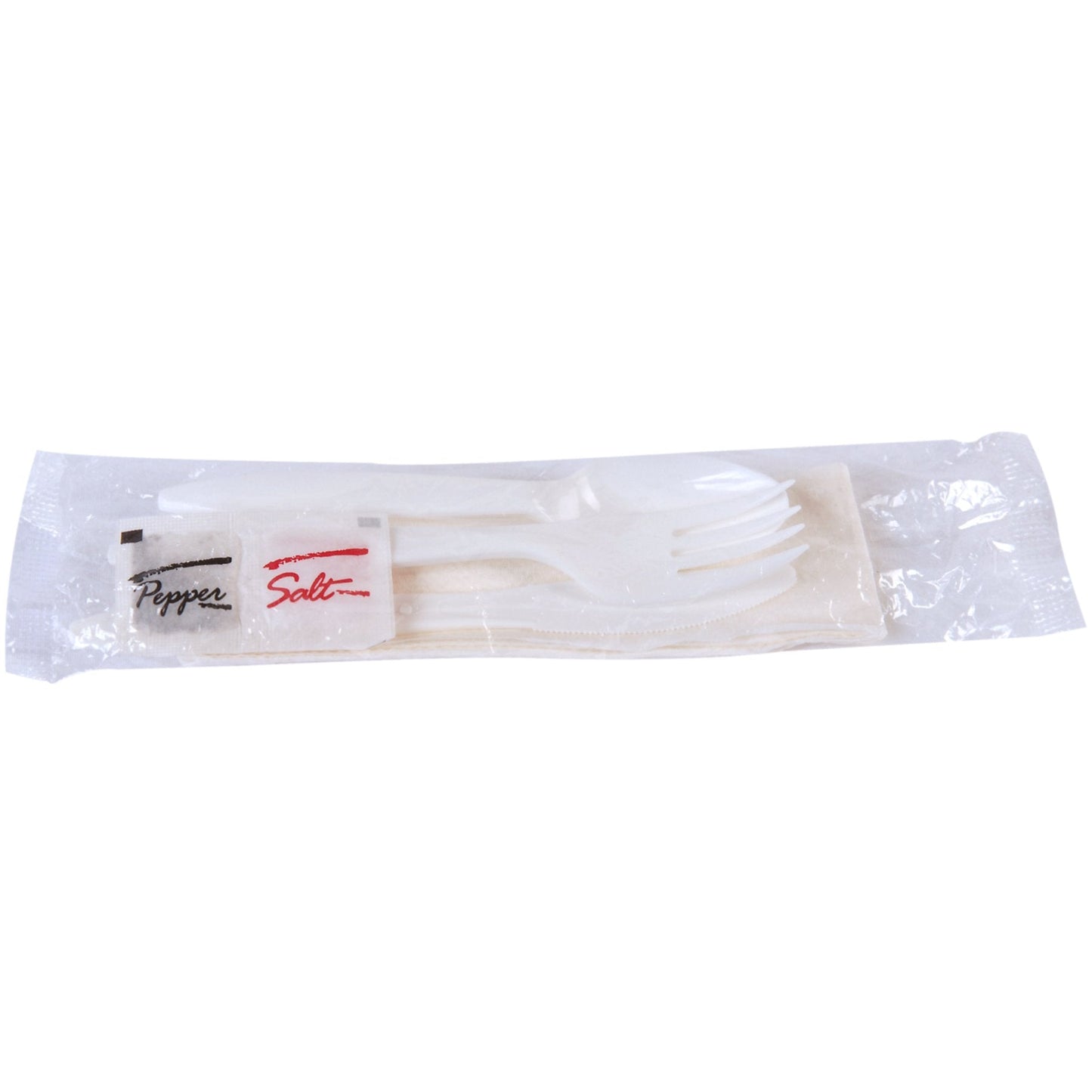 Dixie Individually Wrapped 6-Piece Medium-Weight Polypropylene Plastic Fork, Knife, Teaspoon, Napkin, Salt And Pepper Cutlery Kit by GP PRO (Georgia-Pacific), White, CMP26NSPC, (Case of 250 Kits)