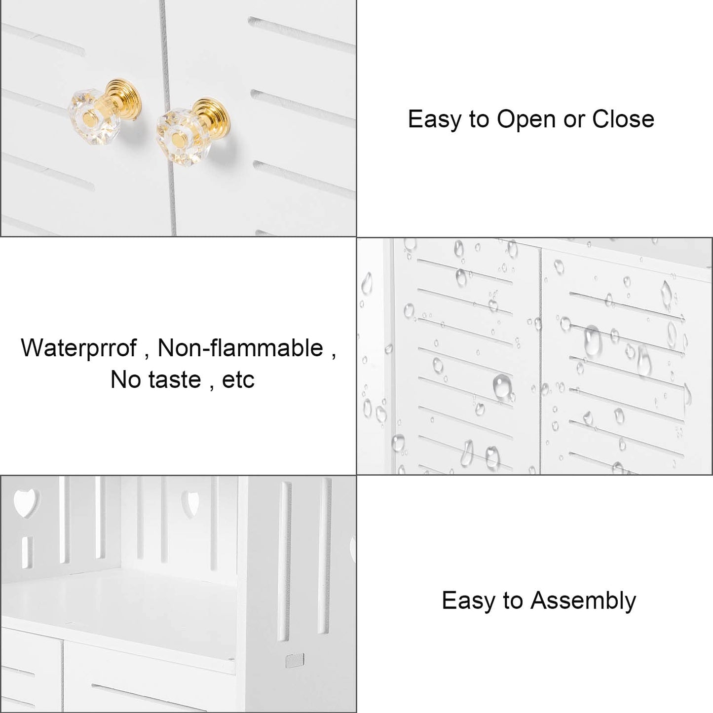 Youyijia 3 Tier Bathroom Storage Cabinet Floor Standing Display Cabinet Home Storage Furniture Organizer Unit for Office Living Room Kitchen Entryway White (3 Tier)