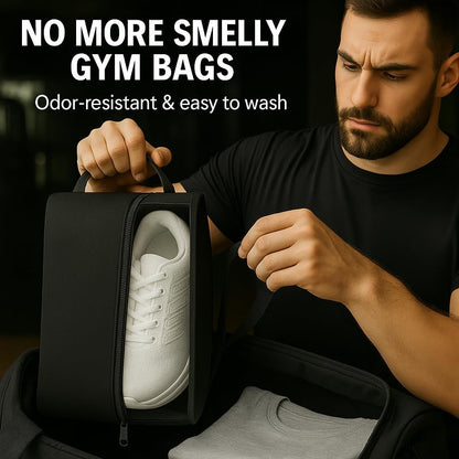 Shoe Bag for Travel, Gym & Sports – Water-Resistant Shoe Bag Cover/Pouch with Transparent Mesh Panel, Durable Zipper & Carry Handle – Fits Men’s Size 12 – Keeps Clothes Clean & Odor-Free | Pack of 3