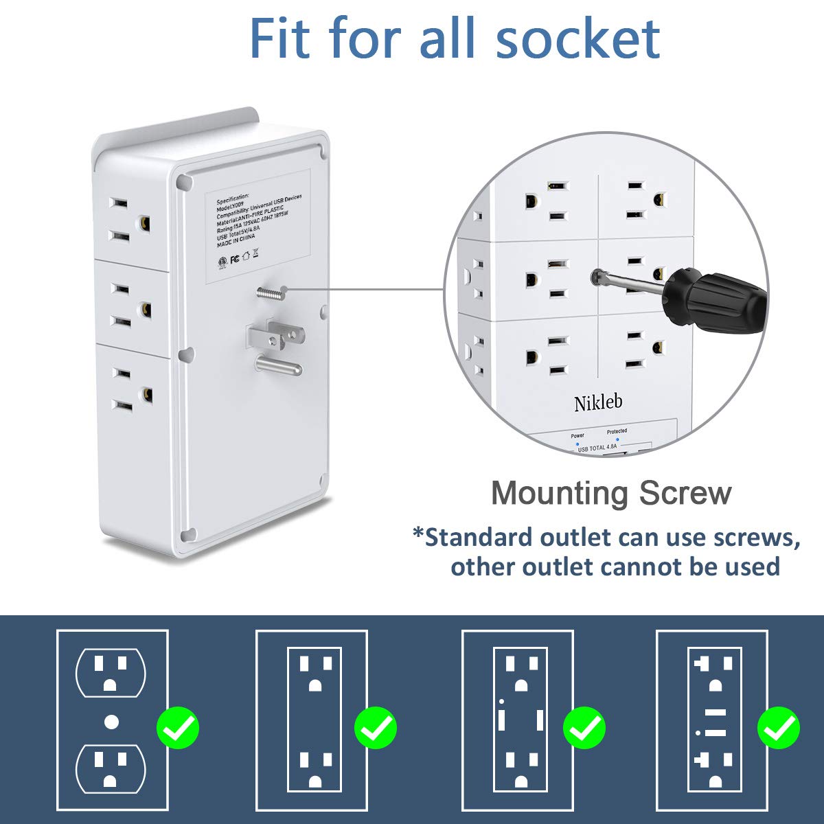 Power Strip 23 in 1, 20 Outlets Surge Protector Wall Mount with 2 USB+1 USB C Ports, Multi Plug Extension Cord 6ft Heavy Duty, Accessories for Gaming, Studio, Home, Office, Desk Organizers