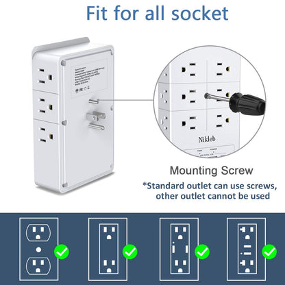Power Strip 23 in 1, 20 Outlets Surge Protector Wall Mount with 2 USB+1 USB C Ports, Multi Plug Extension Cord 6ft Heavy Duty, Accessories for Gaming, Studio, Home, Office, Desk Organizers