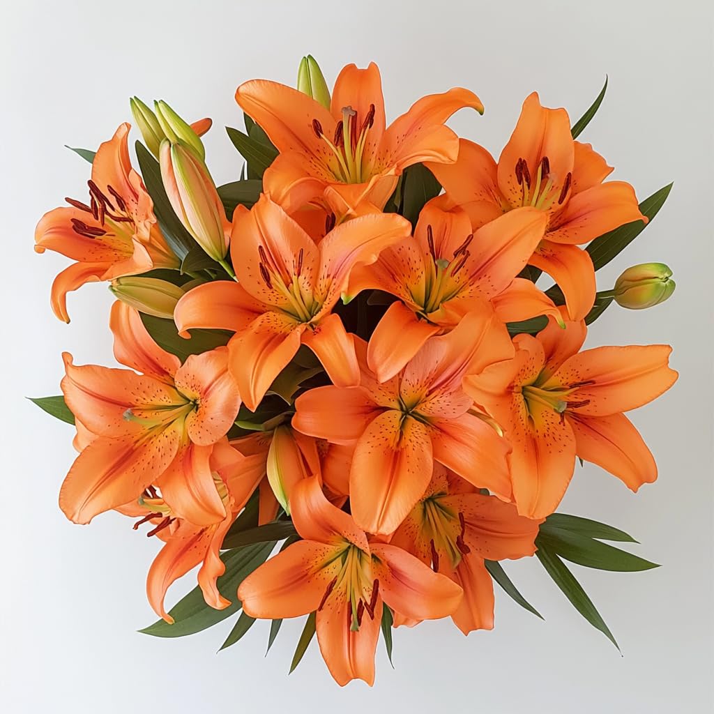 GlobalRose 20 Orange Asiatic Lilies – Responsibly Sourced Lily Flowers – Hand-Picked Flowers Fresh Bouquet for Graduation, Anniversary, Birthday & Special Occasions