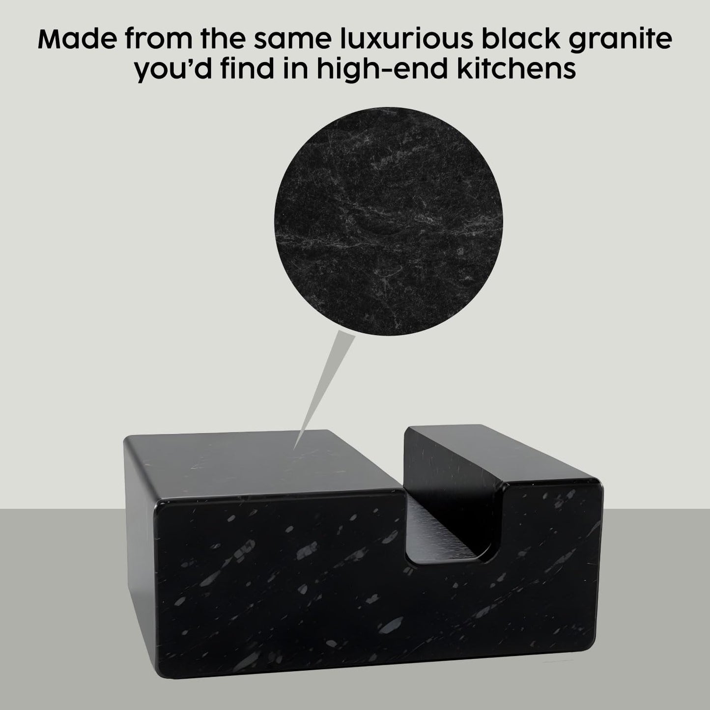 Vertical Business Card Holder for Desk - Black Granite Visiting Card Holder - Holds up to 20 Cards - Desktop Business Card Stand for Home & Office - Elegant & Luxurious Office Desk Accessories