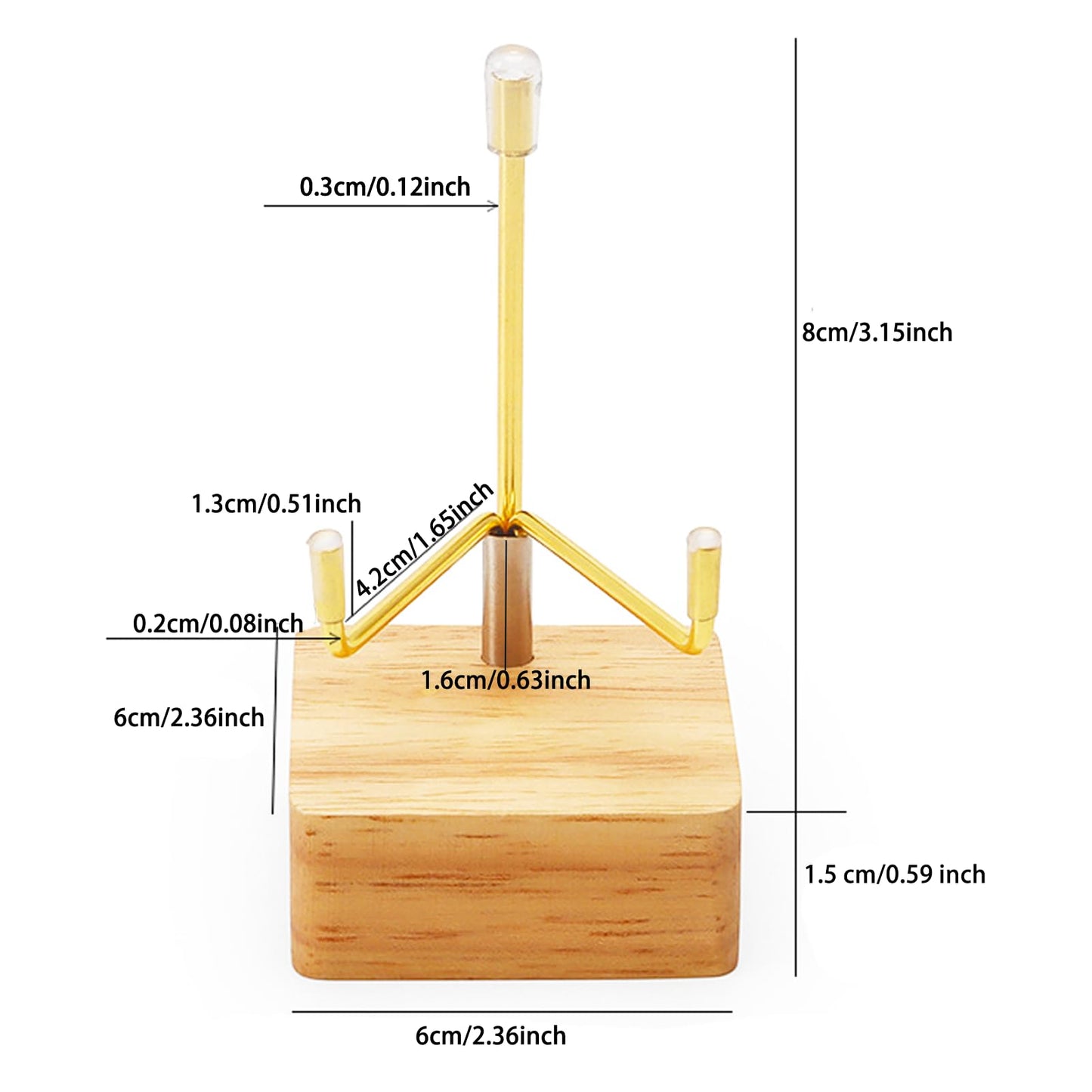 4 Pcs Rock Display Stand Crystal Display with Wooden Base Adjustable Metal Arms Display Easels for Gemstones Fossils Minerals Agate Slabs Plates Crystals Small Collectibles Display Stands,1.97 x 1.97 x 3.94 Inch