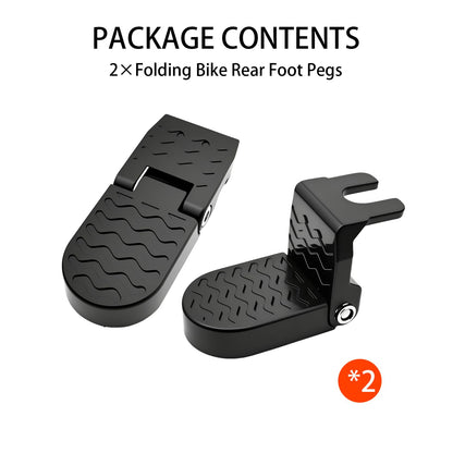 Heran Aluminum Alloy Folding Bike Rear Pedals, 2Pcs, Black, Rear, Compatible with 15mm U-Slot Axle Bikes