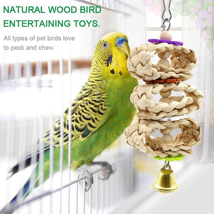 Bird Toys Parakeet Toys Bird Cage Accessories Parrot Swing Chewing Standing Hanging Perch Hammock Climbing Ladder for Budgerigar,Parakeet,Conure,Cockatiel,Mynah,Love Birds,Finches