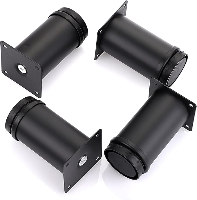 OwnMy 4PCS 4 Inch Furniture Legs Feets Metal Cabinet Legs, Adjustable Round