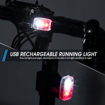 Mudder Running Lights for Runners Rechargeable LED Safety Lamps USB Rechargeable Clip on Strobe Bicycle Tail Lamps with 5 Modes Flashing Bike Lights for Night Riding Walking Hiking Pet Dog(12 Pieces)