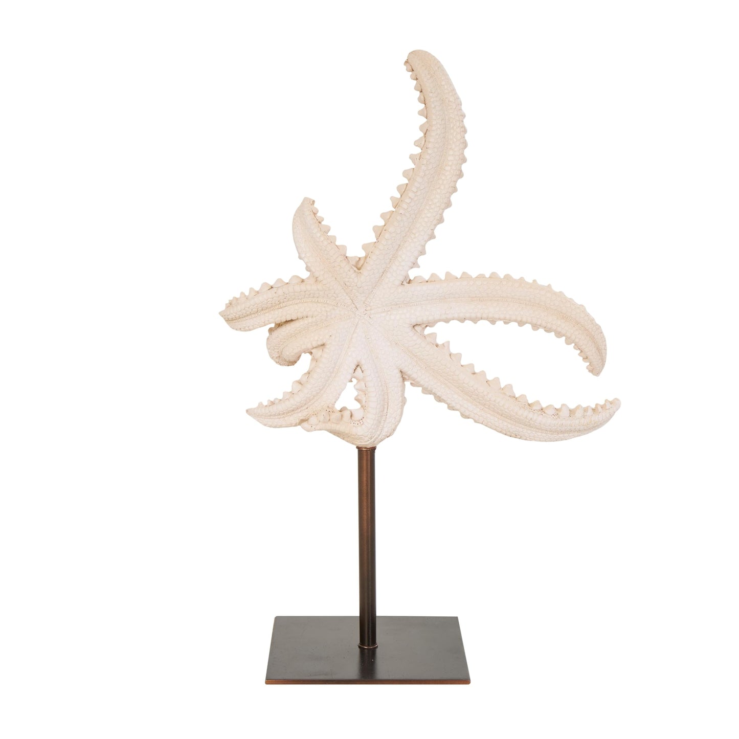 Deco 79 Polystone Starfish Decorative Sculpture Textured Home Decor Statue with Copper Stand, Accent Figurine 8" x 4" x 12", Pink