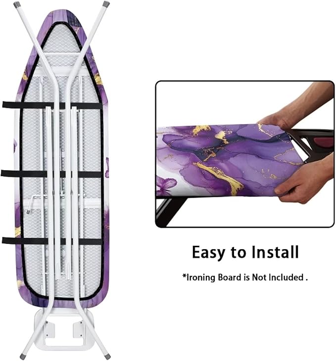 Ironing Board Cover with Elastic Edge and Hook and Loop Fasteners, Universal