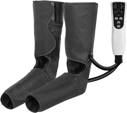 Air Compression Leg Massager with Heat, Leg Massager Simulates Kneading and Stroking of Tissues by Using an Inflatable Garment, Gifts for Women Men (Black)