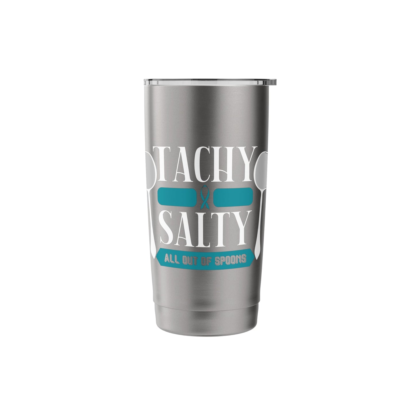 Salty Out Of Spoons POTS Salt Dysautonomia Turquoise Ribbon Stainless Steel Insulated Tumbler