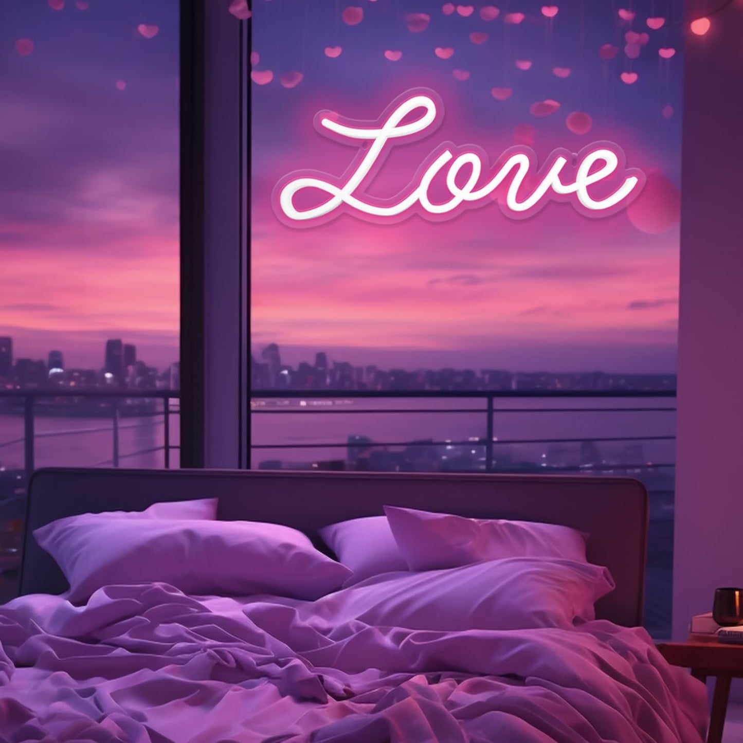 Miootly Love Neon Sign, LED Love Light up Sign Wall Decor for Girl Bedroom Christmas Valentine's Day Wife Women Birthday Gift Living Room Home Decor, 16"x 6" USB Powered 10 Pink Brightness Light up