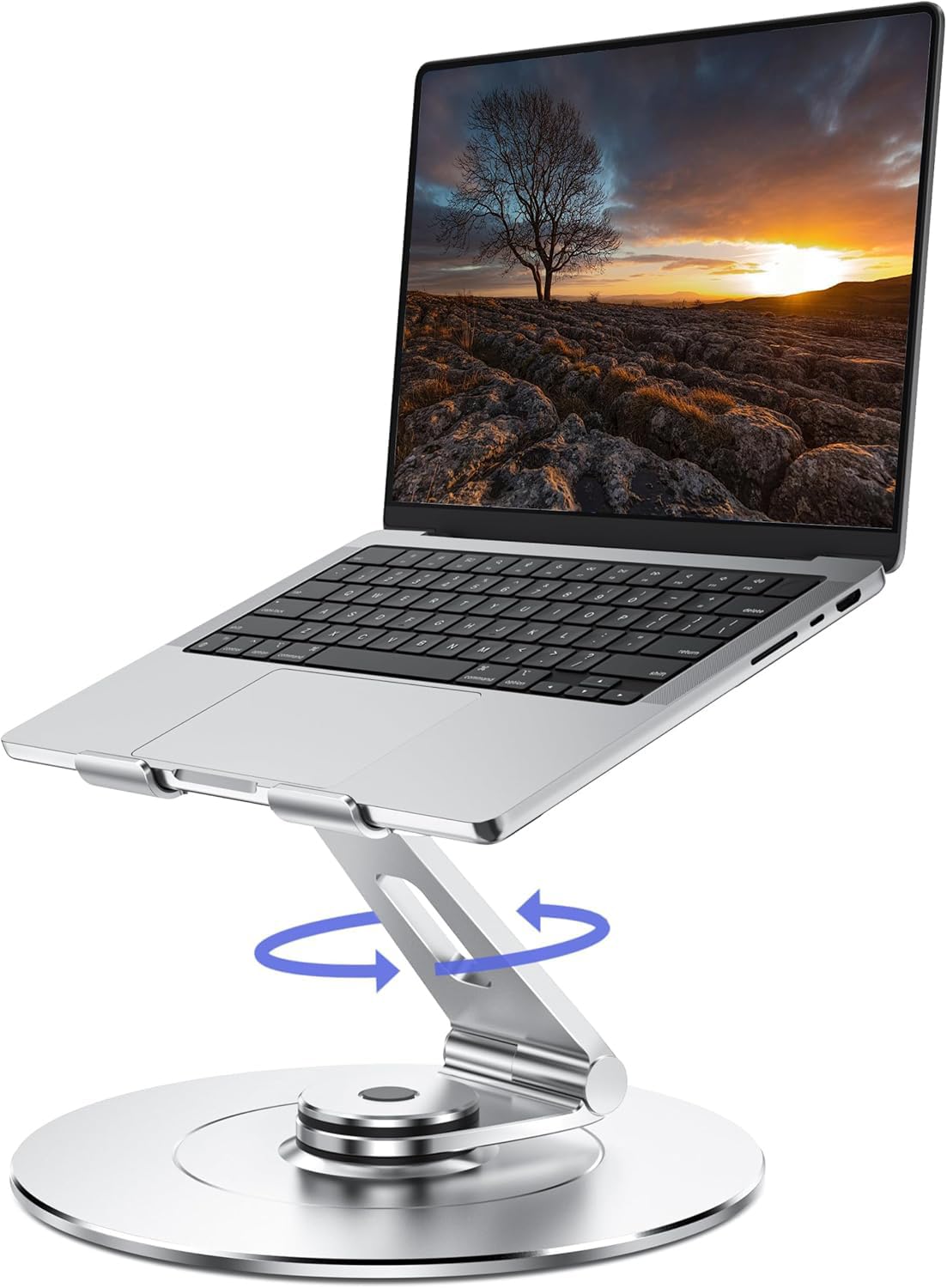 Adjustable Laptop Stand, Computer Stand with 360 Rotating Base, Ergonomic Laptop Riser Mount for Desk Foldable Protable Computer Desk Fits with MacBook Pro Air (10-16") - Black
