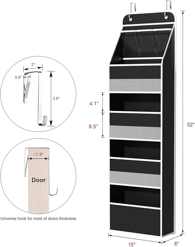 Univivi 5-Shelf Fabric Door Storage Over Door Hanging Organizer