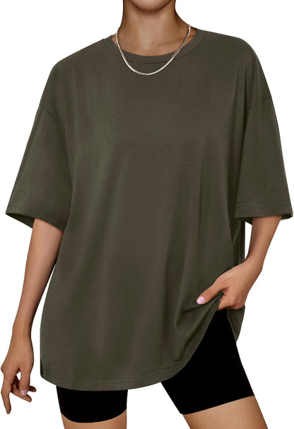 Trendy Queen Womens Oversized Summer T Shirts Plus Size Batwing Cute Casual Tops Short Sleeves Fashion Workout Clothes