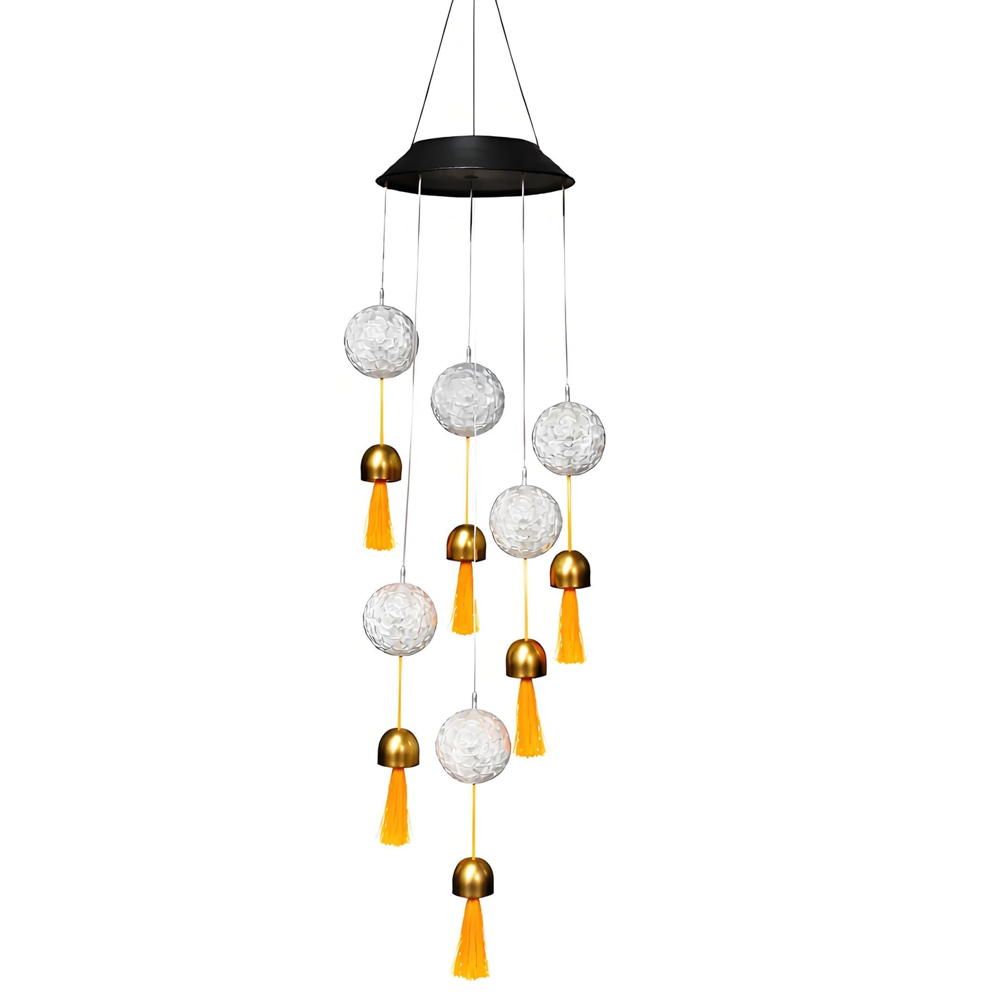 38” Mini Ball Bell Solar Light LED Wind Chime for Outside, Weather Resistant Decoration Outdoor Garden Patio Subtle Tone Decor, Ideal Gift for Birthday, Mother's Day, Meditation, Ambiance