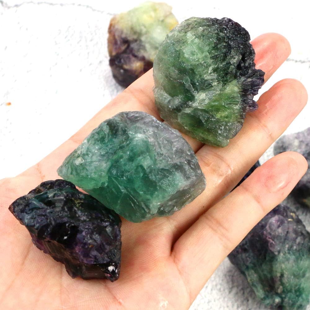 Fireboomoon 2lb/950g Rough Natural Fluorite Stone Raw Rainbow Fluorite Gemstone Crystal Rock for Cabbing,Tumbling,Cutting,Polishing,Lapidary,Healing Reiki,Jewelry Making and Home Decoration