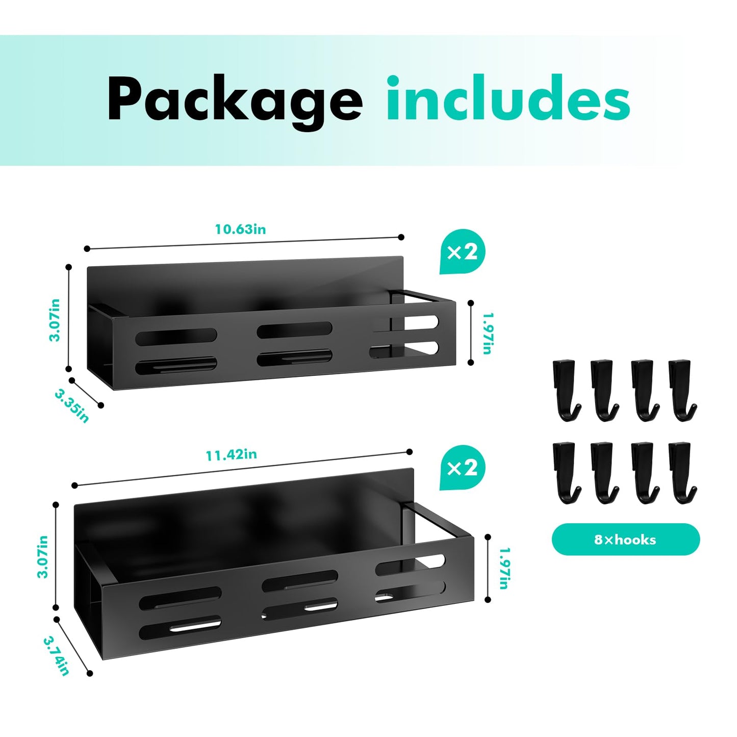 SETBAOO 4 Pack Magnetic Spice Rack for Refrigerator, Black Magnetic Shelf and Fridge Kitchen Storage Cabinet Organizers Seasoning Organization Mini Shelves, Organizadores de Cocina