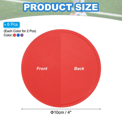 PATIKIL Spot Markers 4 Inch, 6 Pcs Non-Slip Floor Dots Agility Markers Flat Field Cones Poly Dots for Gym PE Speed Training Dance Soccer Basketball Sports, Red/Blue/Purple