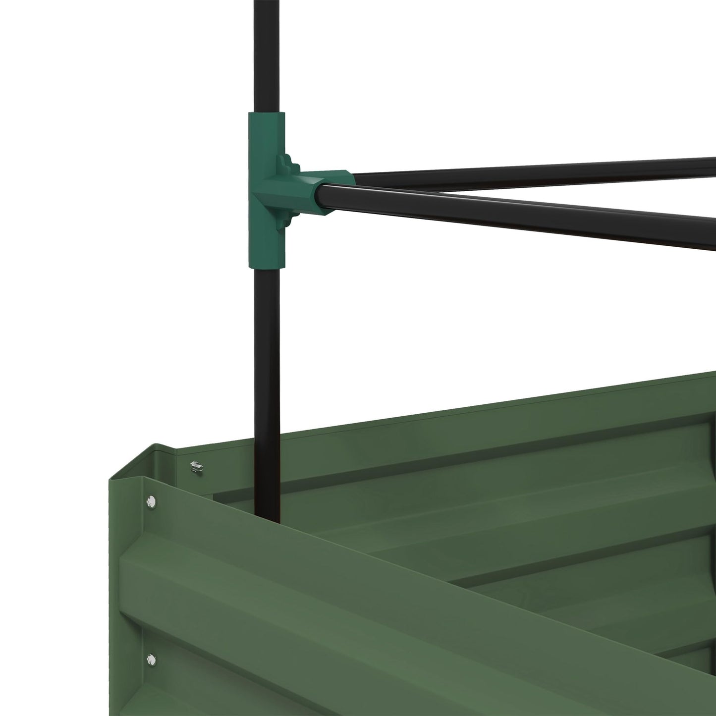 Outsunny Galvanized Raised Garden Bed, 55" Tall Outdoor Planter Box with Trellis Tomato Cage and Open Bottom for Climbing Vines, Vegetables, Flowers in Backyard, Garden, Patio, Green