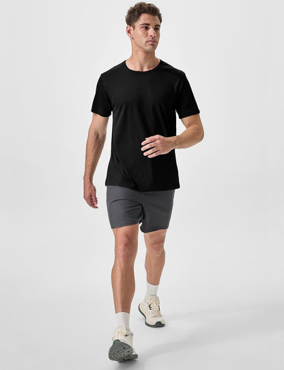 ALLTHRO Men's 2 Pack Lightweight Crew Neck Athletic Running Short Sleeve T-Shirts Breathable Gym Workout Tee Shirts for Men Black/Navy,X-Large