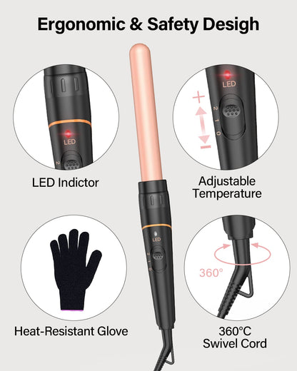 BESTOPE PRO Waver Curling Iron - 3 Barrel Hair Crimper Iron, 5 in 1 Curling Wand Set, Fast Heating Up Hair Wand with 2 Clips, Crimper Wand Curler for All Hair Type, Storage Bag & Heat Protective Glove