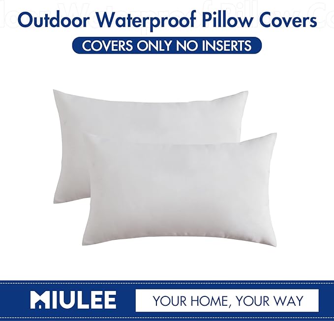 MIULEE Pack of 2 Decorative Outdoor Solid Waterproof Throw Pillow Covers Faux