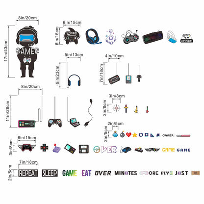 Amimagen Gaming Wall Stickers for Bedroom: 100% Kids Safe Certified - Peel and Stick 4-Step Apply - Removable 95%+ No Residue - Vinyl Wall Decals for Boys