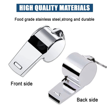 Tiankohelan Whistle for Coaches,Whistle with Lanyard for Coaches Teachers Referees Emergency Outdoor Sports(3 Pcs Loud Stainless Steel)