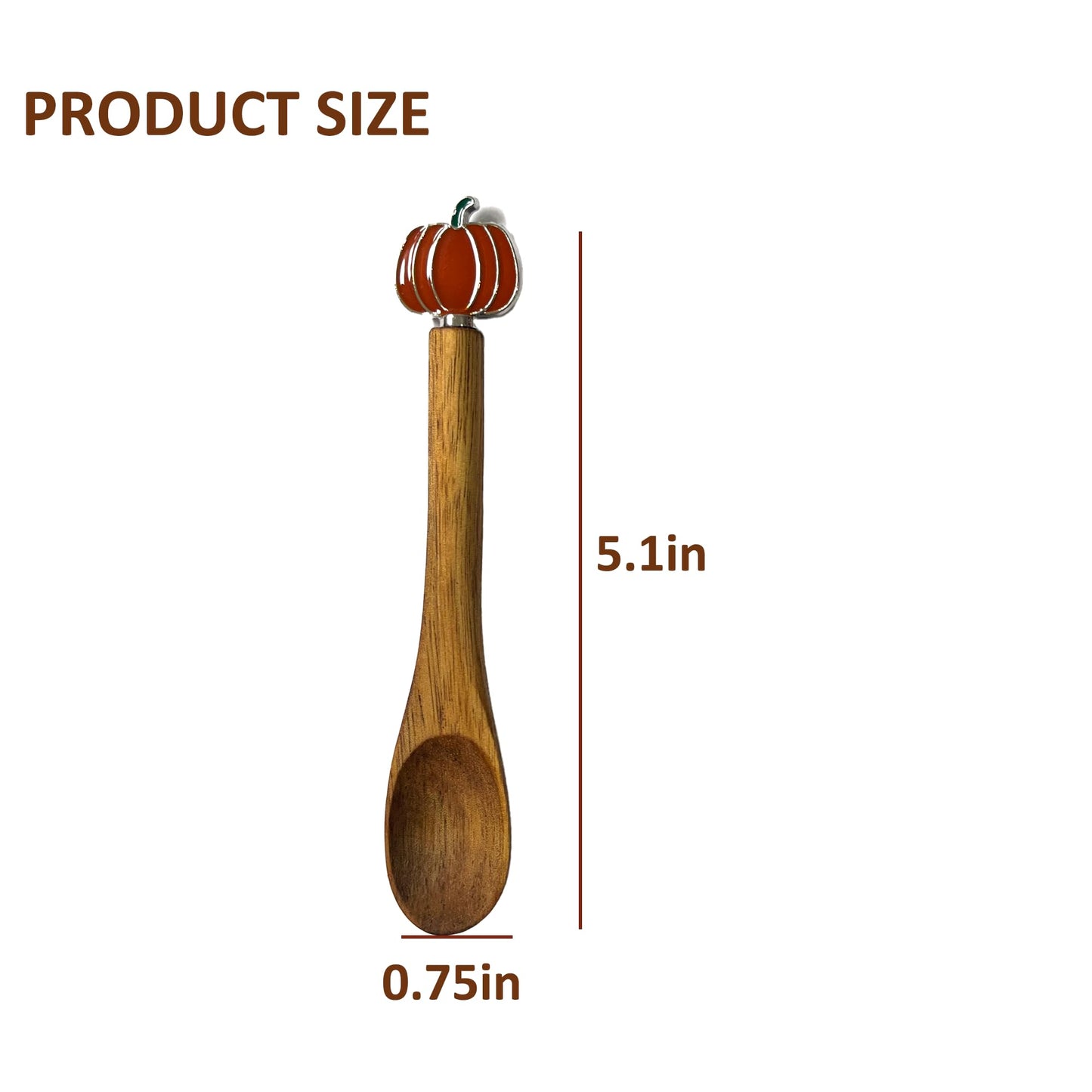 4PCS Wooden Spoons for Eating, Collection Pumpkin Spoons, Fall Coffee Spoons,Thanksgiving Wooden Teaspoon,Halloween Small Wooden Spoons for Honey Coffee Stirring Tea Yogurt Jars, 5.1 Inches Length